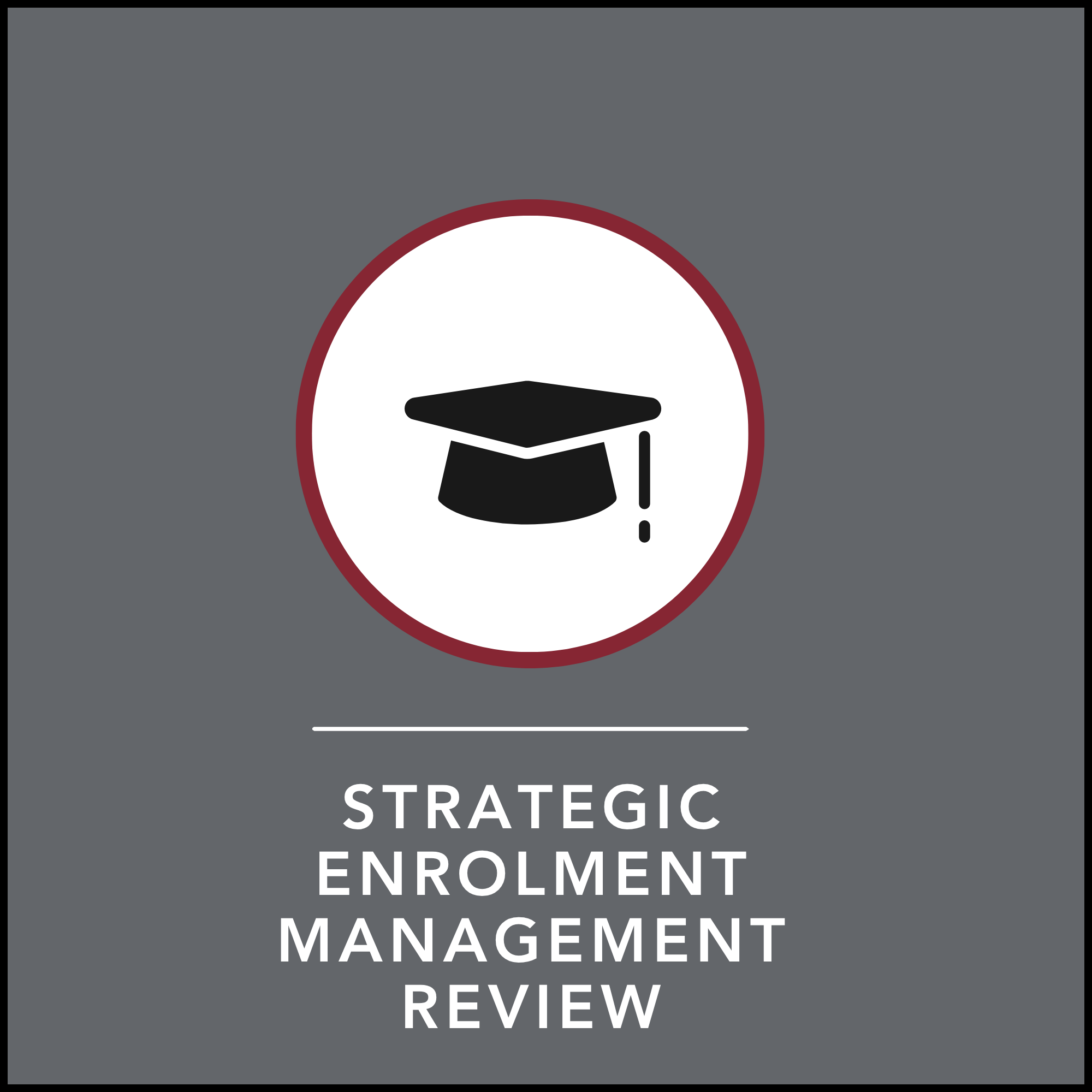 Icon of a graduation cap with the words, Strategic Enrolment Management Review" below